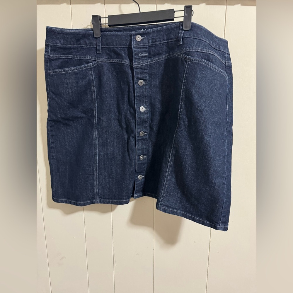 Style & Co. Navy Denim Skirt with Button Detail vintage style 20w 2x
